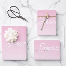 (Bearbeitbare) Hellrosa-Farb-Ombre und Ihr Text Geschenkpapier Set