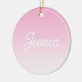(Bearbeitbare) Hellrosa-Farb-Ombre und Ihr Text Keramik Ornament (Links)