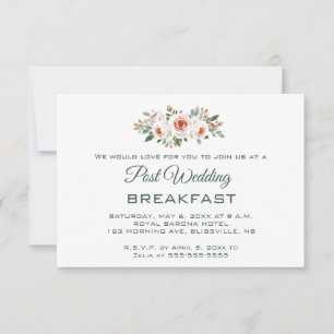 Bearbeitbare hellrosa Rosen Hochzeitsfrühstück nac RSVP Karte