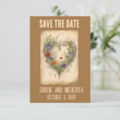 Bearbeitbare Herzen Ranken und Blumen Romantisch Save The Date (Stehend Vorderseite)