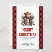 Bearbeitbare Highland-Cow-Weihnachtskarte Feiertagskarte (Vorderseite)