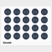 Bearbeitbare Hintergrundfarbe Hochzeitsmonogramm K Runder Aufkleber (Blatt)