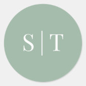 Bearbeitbare Hintergrundfarbe Hochzeitsmonogramm Runder Aufkleber (Vorderseite)