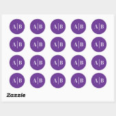 Bearbeitbare Hintergrundfarbe Hochzeitsmonogramm Runder Aufkleber (Blatt)