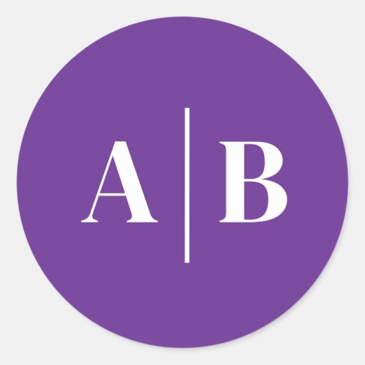 Bearbeitbare Hintergrundfarbe Hochzeitsmonogramm Runder Aufkleber (Vorderseite)
