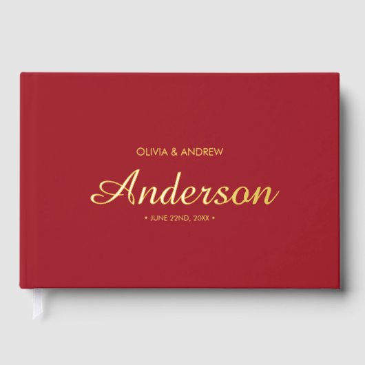 Bearbeitbare Hintergrundfarbe Hochzeitsschrift Gästebuch (Vorderseite)