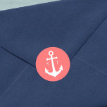 Bearbeitbare Hintergrundfarbe Monogram Ankerhochze Runder Aufkleber<br><div class="desc">Dieser nautische Monogramm Hochzeitsaufkleber verfügt über einen weißen Anker in einer bearbeitbaren Hintergrundfarbe; um ihn von Korallen in die Farbe Ihrer Wahl zu ändern, klicken Sie auf die Schaltfläche Anpassen. Karo hier zu den passenden Hochzeitsartikeln https://www.zazzle.com/collections/editable_color_nautical_anchor_wedding_2-119876283767110974?rf=238364477188679314&tc=rc . Personalisieren Sie es, indem Sie den Platzhalter-Text ersetzen. Für weitere Optionen, wie zum...</div>