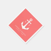 Bearbeitbare Hintergrundfarbe Monogram Ankerhochze Serviette (Ecke)