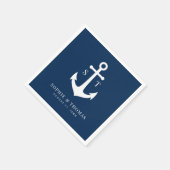 Bearbeitbare Hintergrundfarbe Monogram Ankerhochze Serviette (Ecke)