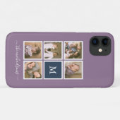 Bearbeitbare Hintergrundfarbe Monogramm FotoCollag Case-Mate iPhone Hülle (Rückseite (Horizontal))