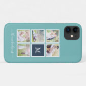 Bearbeitbare Hintergrundfarbe Monogramm FotoCollag Case-Mate iPhone Hülle (Rückseite (Horizontal))