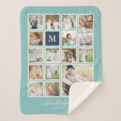 Bearbeitbare Hintergrundfarbe Monogramm FotoCollag Sherpadecke (Vorderseite)