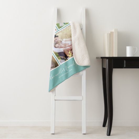 Bearbeitbare Hintergrundfarbe Monogramm FotoCollag Sherpadecke (Beispiel)