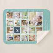 Bearbeitbare Hintergrundfarbe Monogramm FotoCollag Sherpadecke (Vorderseite (Horizontal))