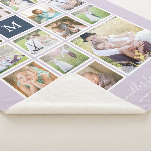 Bearbeitbare Hintergrundfarbe Monogramm FotoCollag Sherpadecke (3/4)