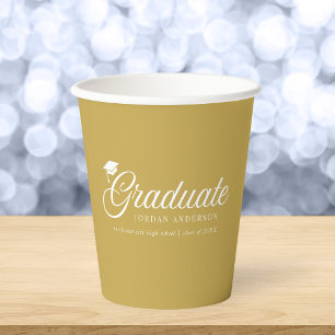 Bearbeitbare Hintergrundfarbe Mortarboard Absolven Pappbecher