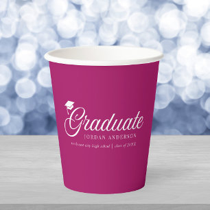 Bearbeitbare Hintergrundfarbe Mortarboard Absolven Pappbecher