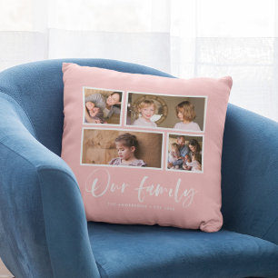 Bearbeitbare Hintergrundfarbe Unsere Familienfoto- Kissen