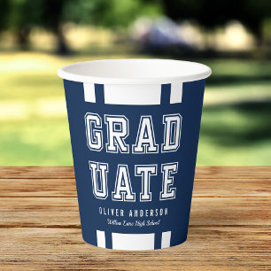 Bearbeitbare Hintergrundfarbe Varsity Graduate Pappbecher