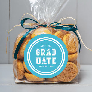 Bearbeitbare Hintergrundfarbe Varsity Graduate Runder Aufkleber