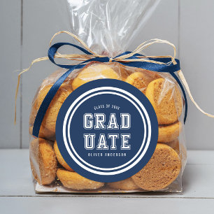 Bearbeitbare Hintergrundfarbe Varsity Graduate Runder Aufkleber