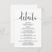 Bearbeitbare Hochzeitdetails, Schwarz-Modernes Skr Begleitkarte (Vorne/Hinten)