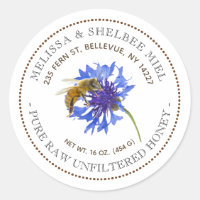Bearbeitbare Honig Produkt Blue Blume Bee Label