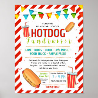 Bearbeitbare Hotdog-Spendenaktion-Flugblatt Poster