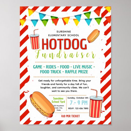 Bearbeitbare Hotdog-Spendenaktion-Flugblatt Poster (Vorne)