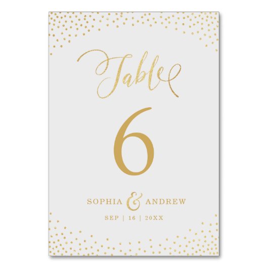 bearbeitbare Imitate Gold Glitzer Tischnummer (Vorderseite)