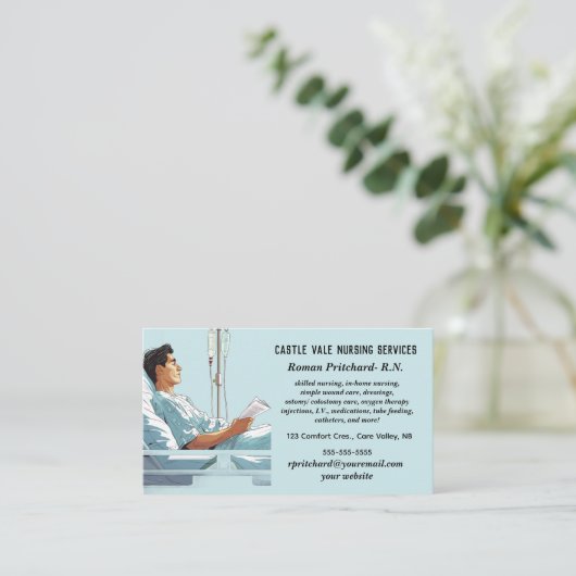 Bearbeitbare In-Zuhause-Pflegedienste Visitenkarte (Stehend Vorderseite)