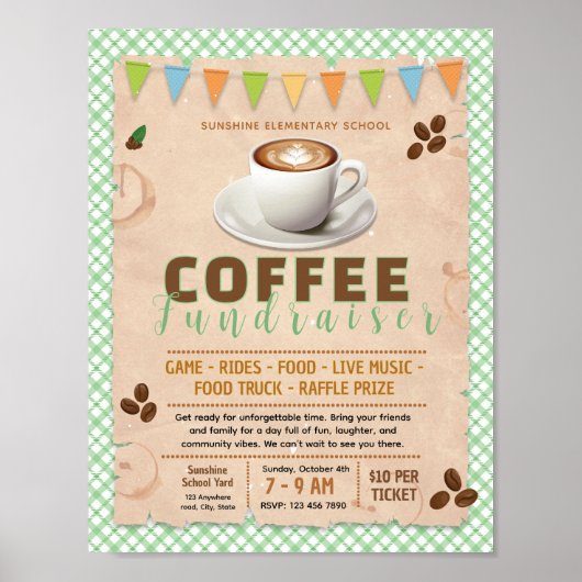 Bearbeitbare Kaffee-Spendenflyer Poster (Vorne)