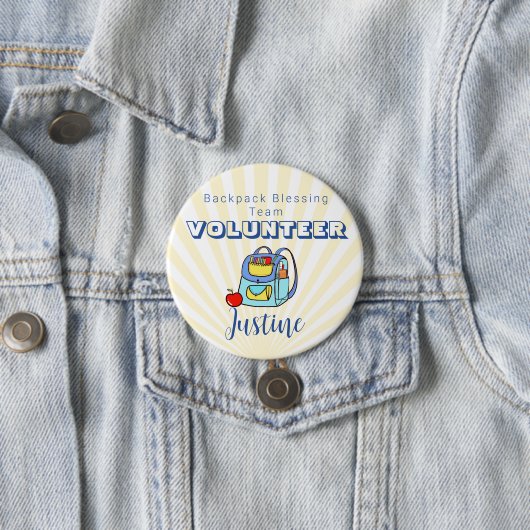 Bearbeitbare Kirchen-Rucksack-Segnung Freiwilliger Button (Beispiel)