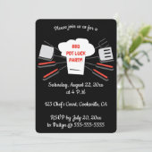 Bearbeitbare Koch Hat GRILLEN Party Einladung (Stehend Vorderseite)