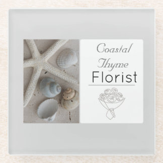 Bearbeitbare Küstenflorist-Branding-Logo-Vorlage Glasuntersetzer
