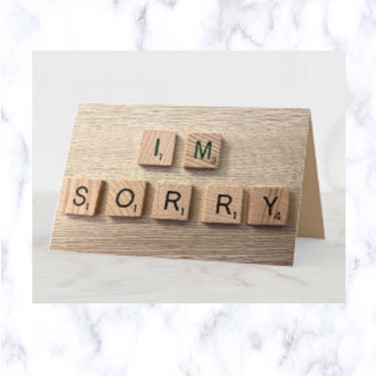 Bearbeitbare Letter Tiles Sorry Apology Card Karte
