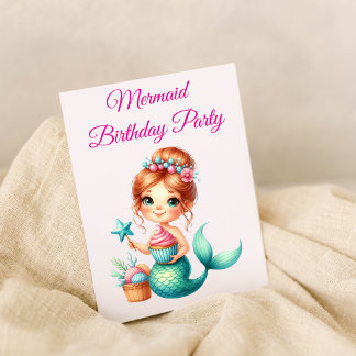 Bearbeitbare Mermaid-Geburtstagseinladung 🧜♀️✨ Einladung