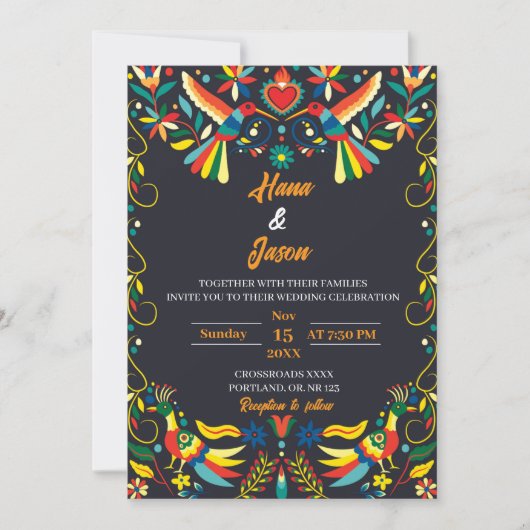 Bearbeitbare mexikanische Hochzeitseinladung 4 Einladung (Vorderseite)
