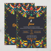 Bearbeitbare mexikanische Hochzeitseinladung 4 Einladung (Vorne/Hinten)