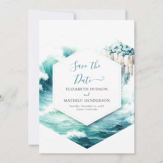 Bearbeitbare Minimal-Nautische Hochzeit Save The Date (Vorderseite)