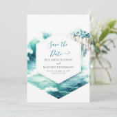 Bearbeitbare Minimal-Nautische Hochzeit Save The Date (Stehend Vorderseite)