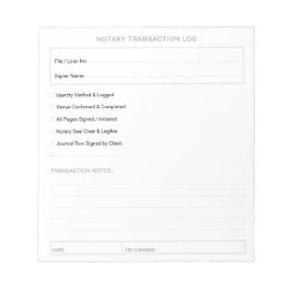 Bearbeitbare mobile Notar-Abschluss-Checkliste 5,5 Notizblock