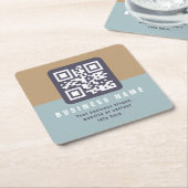 Bearbeitbare moderne QR-Code-Vorlage | Gedämpfte F Rechteckiger Pappuntersetzer (angewinkelt)