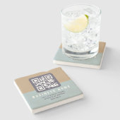Bearbeitbare moderne QR-Code-Vorlage | gedämpfte F Steinuntersetzer (Seitenansicht)