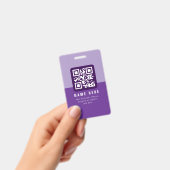 Bearbeitbare moderne QR-Code-Vorlage | Lila-Töne Ausweis (Handheld)
