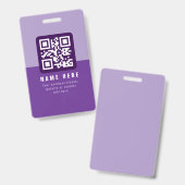 Bearbeitbare moderne QR-Code-Vorlage | Lila-Töne Ausweis (Vorder- & Rückseite)