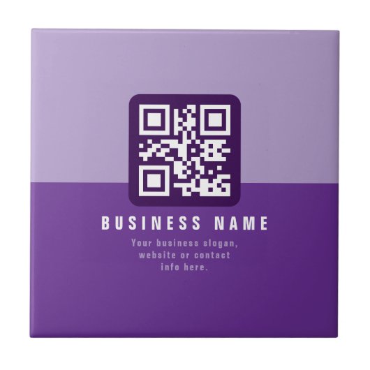 Bearbeitbare moderne QR-Code-Vorlage | Violettöne Fliese (Vorderseite)