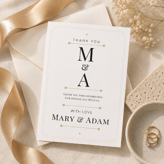 Bearbeitbare Monogramm-Minimalluxus-Dankeskarten RSVP Karte