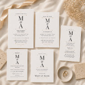 Bearbeitbare Monogramm-Minimalluxus-Dankeskarten RSVP Karte