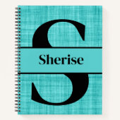 Bearbeitbare Monogramm und Name auf blau Notizblock (Vorderseite)